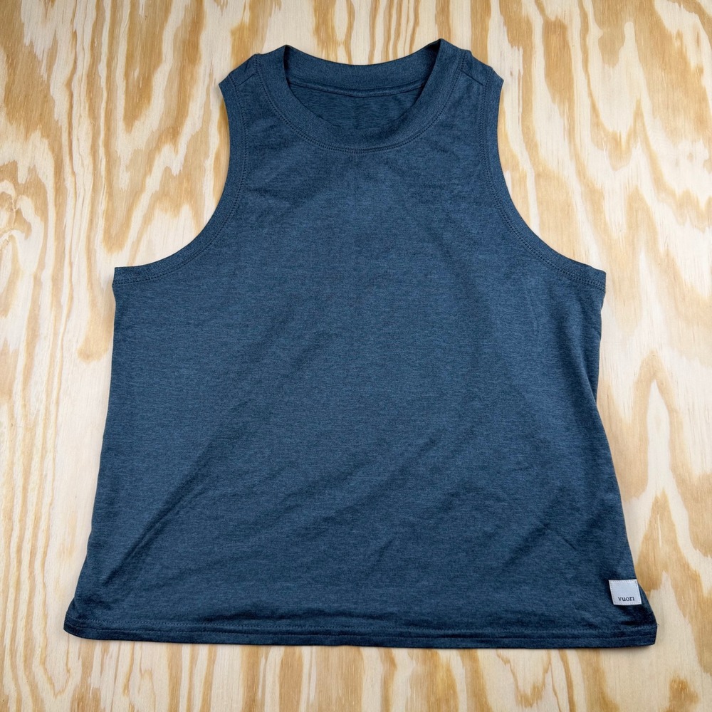 Vuori Energy Top Womens Heathered Indigo Blue High Neck Active Tank
